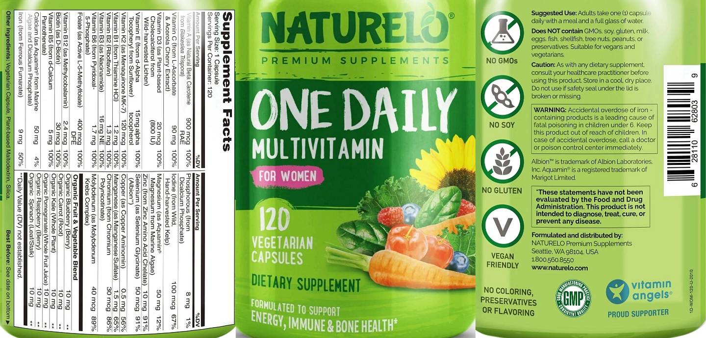 NATURELO, One Daily Multivitamin for Women label