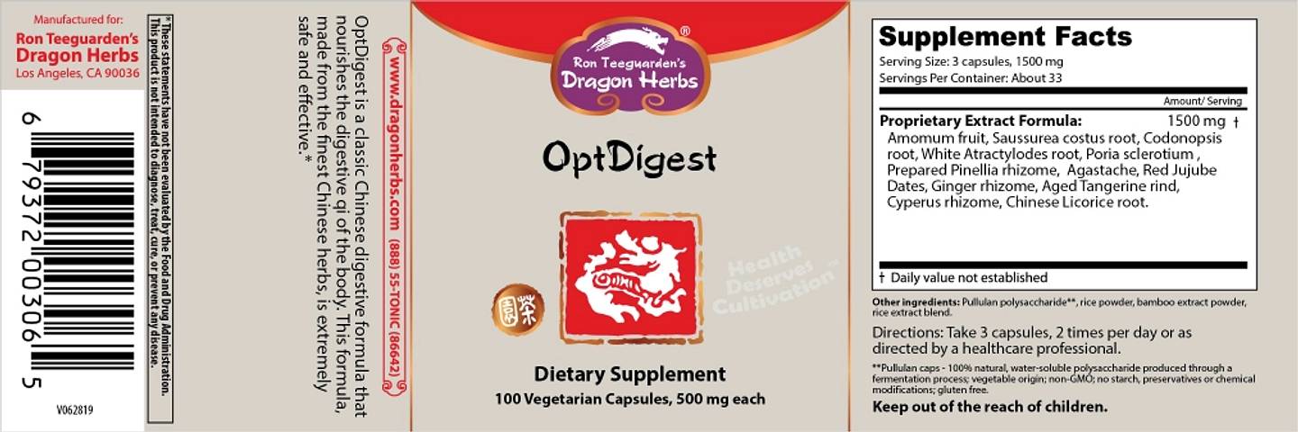 Dragon Herbs, OptDigest label