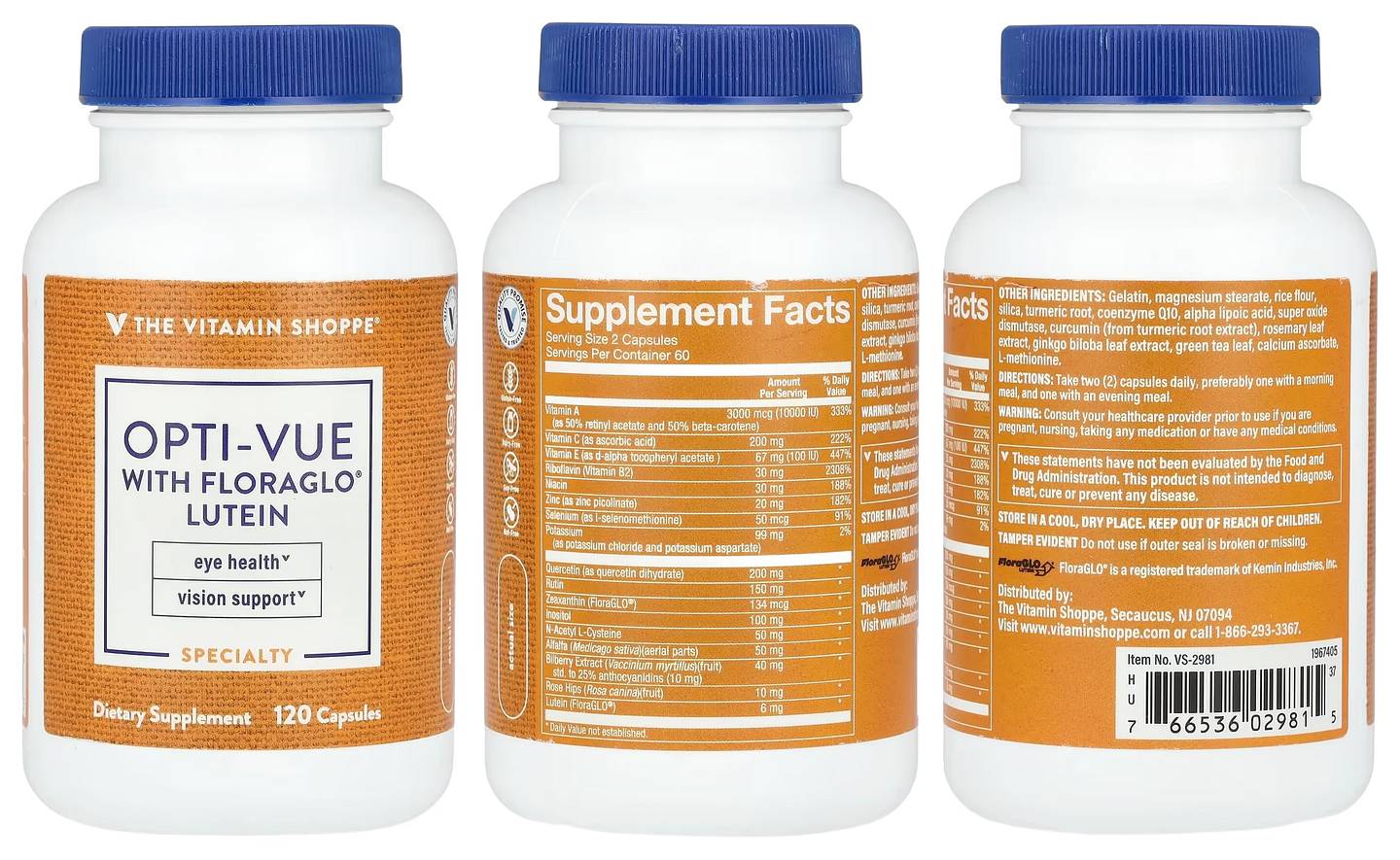 The Vitamin Shoppe, Opti-Vue with FloraGLO Lutein packaging