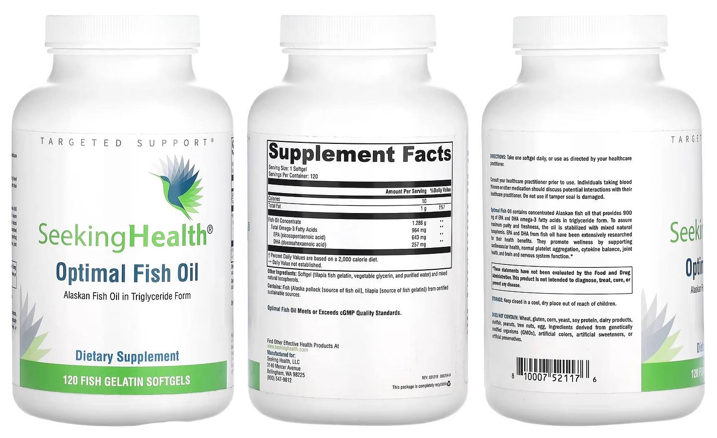 Seeking Health, Optimal Fish Oil packaging