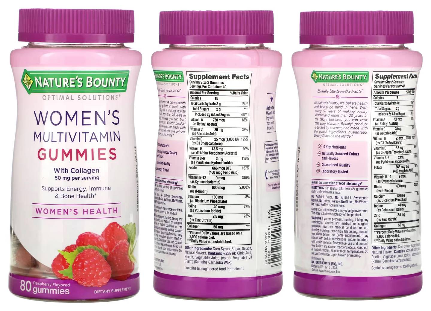 Nature's Bounty, Optimal Solutions, Women's Multivitamin Gummies, Raspberry packaging