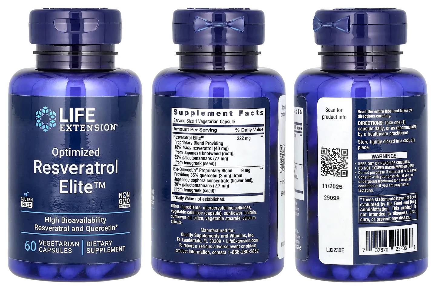 Life Extension, Optimized Resveratrol Elite packaging