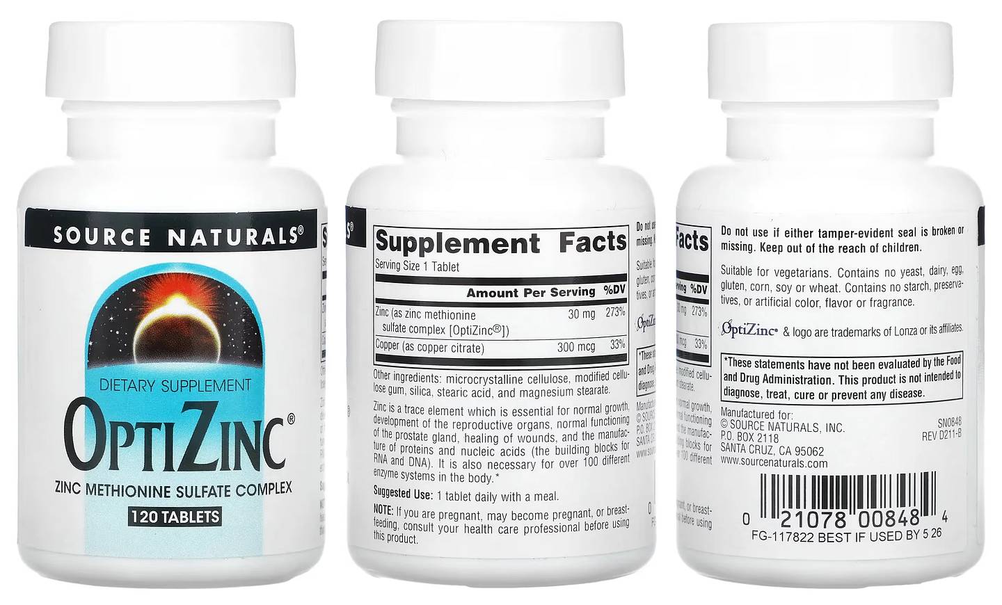 Source Naturals, OptiZinc packaging