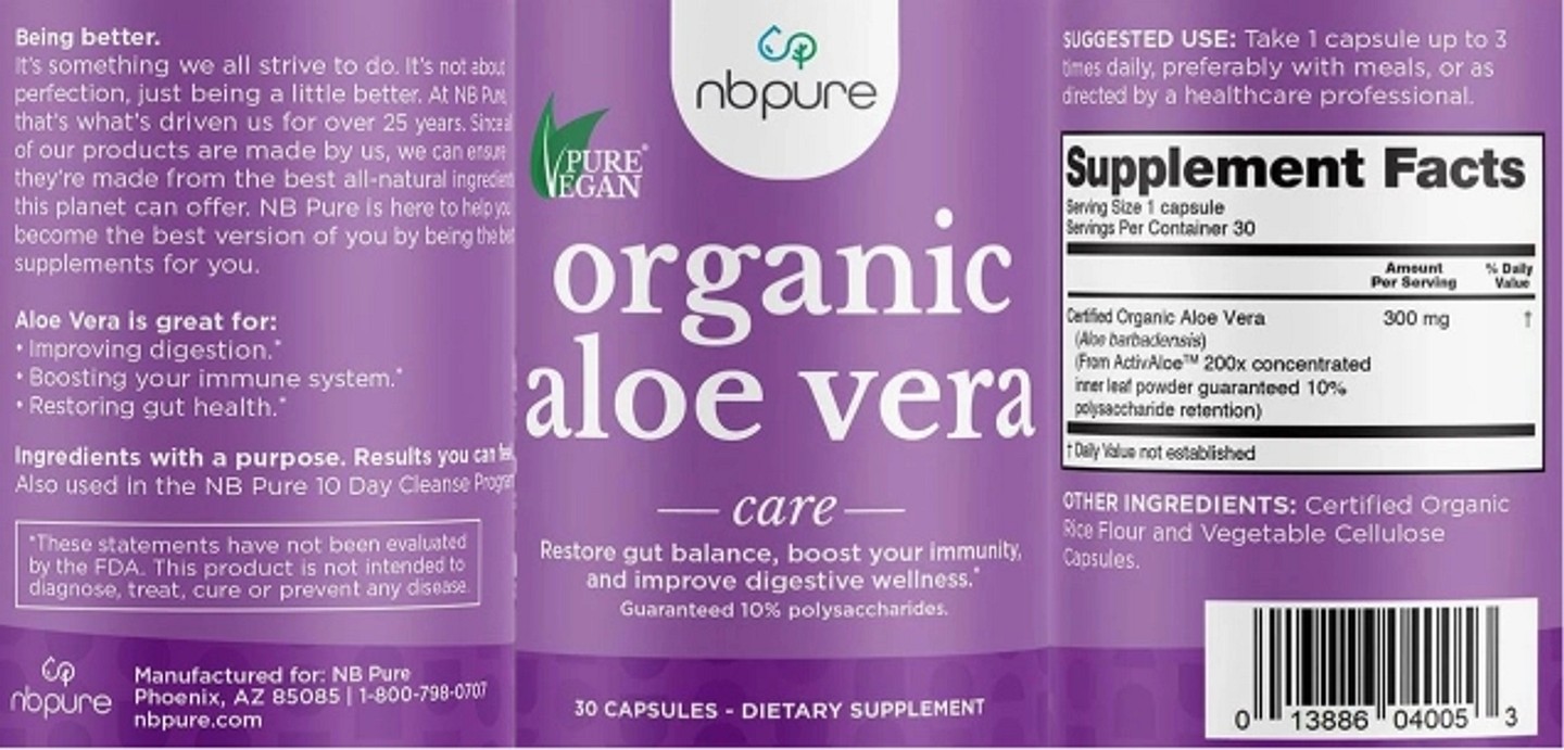 NB Pure, Organic Aloe Vera label