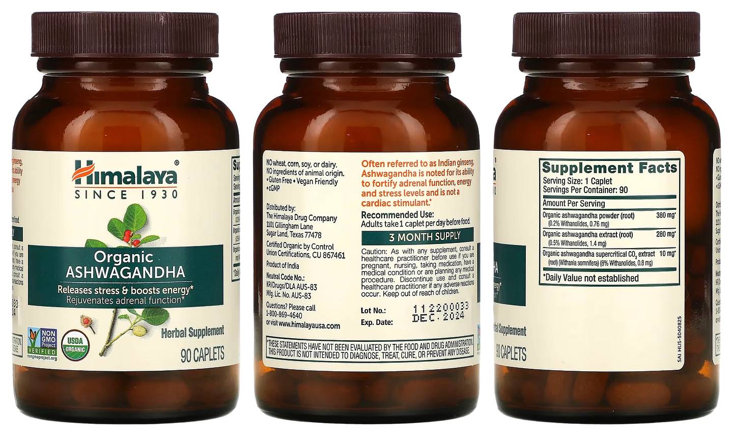 Himalaya, Organic Ashwagandha packaging