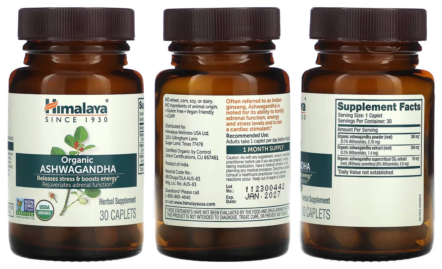 Himalaya, Organic Ashwagandha packaging