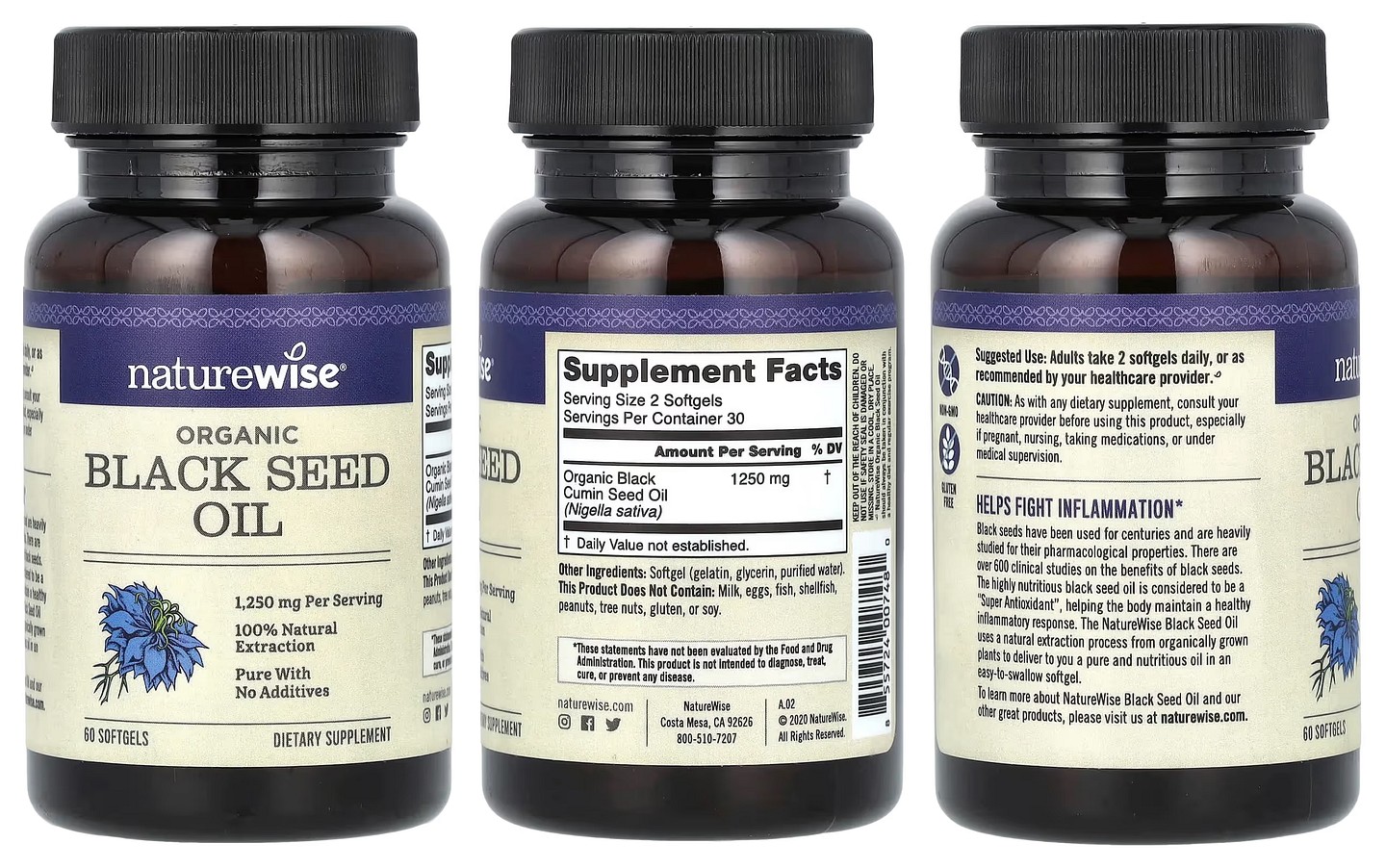NatureWise, Organic Black Seed Oil packaging