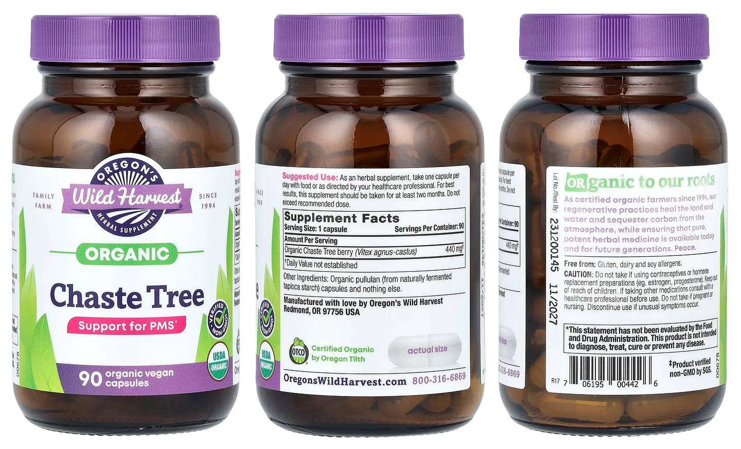 Oregon's Wild Harvest, Organic Chaste Tree packaging