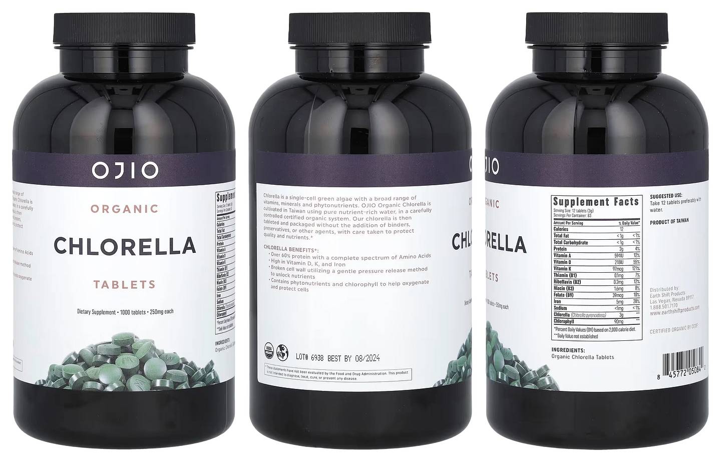 Ojio, Organic Chlorella Tablets packaging