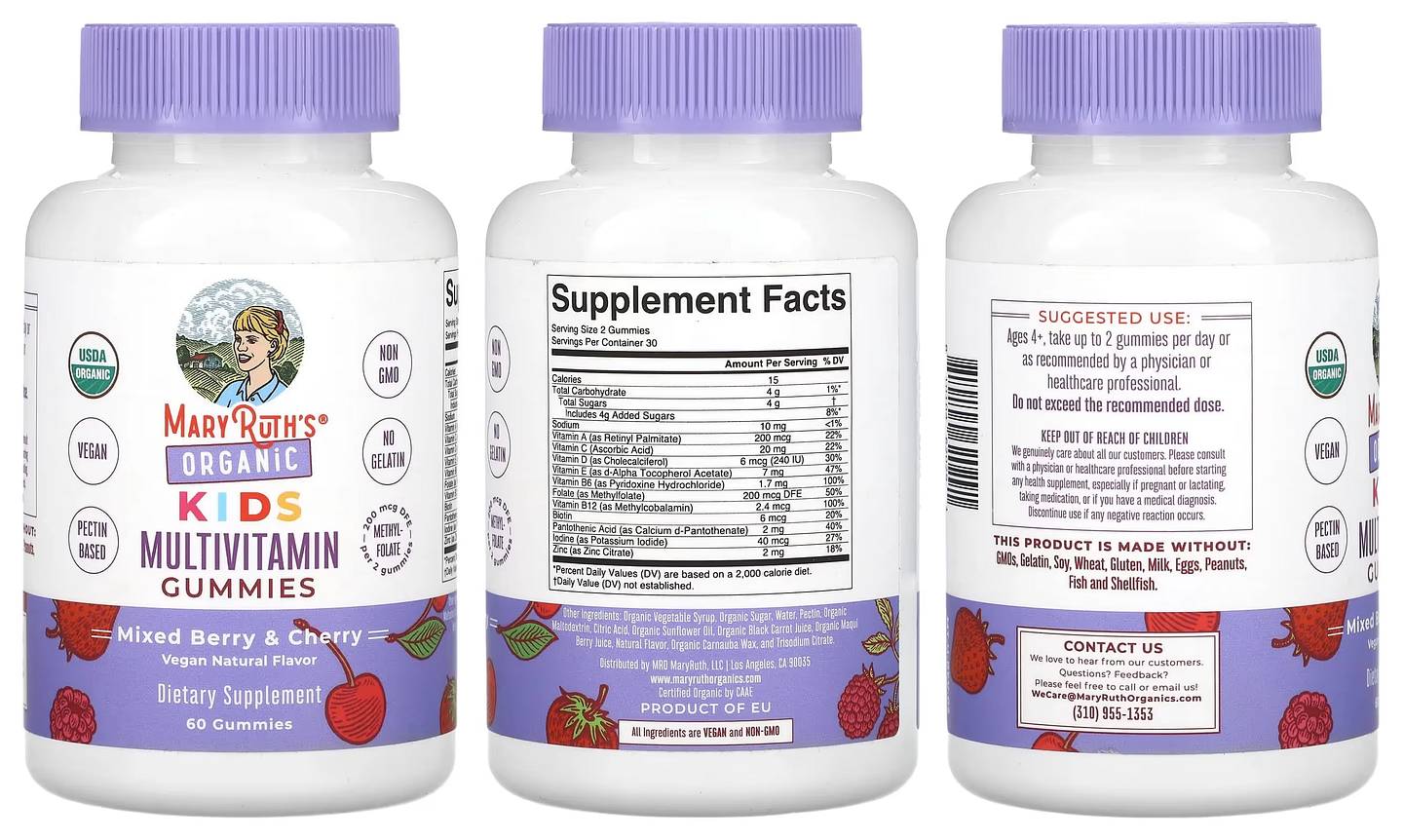 MaryRuth Organics, Organic Kids Multivitamin Gummies packaging