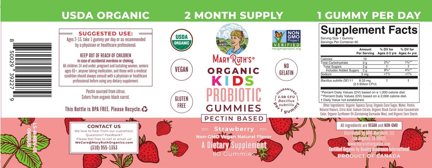 MaryRuth Organics, Organic Kids Probiotic Gummies label