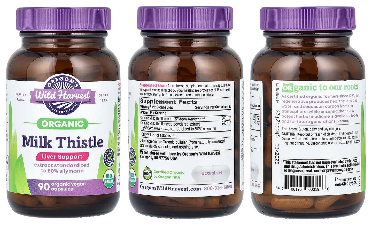 Oregon's Wild Harvest, Organic Milk Thistle packaging