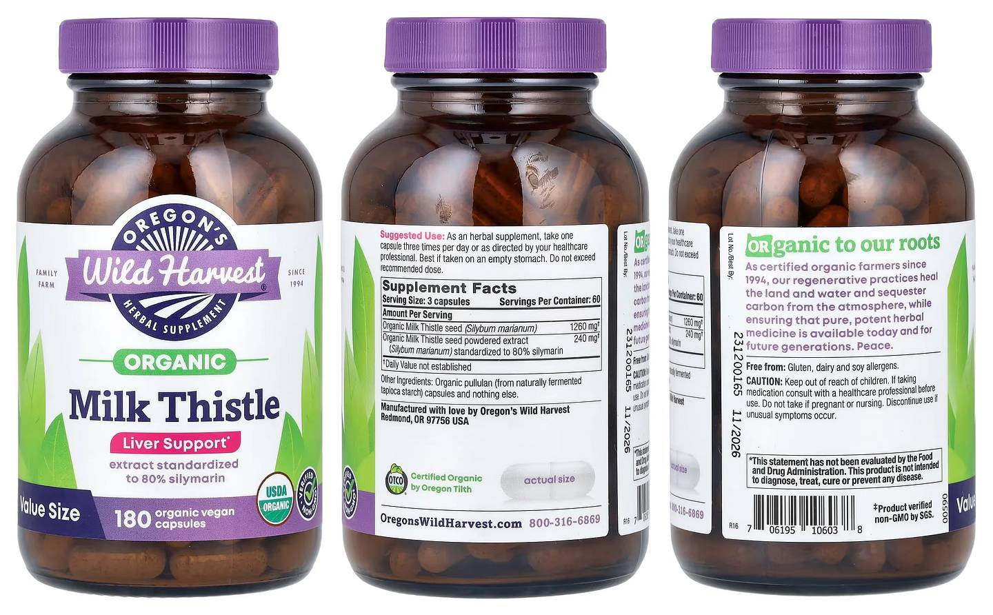 Oregon's Wild Harvest, Organic Milk Thistle packaging