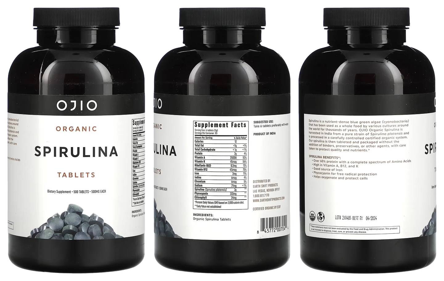 Ojio, Organic Spirulina packaging