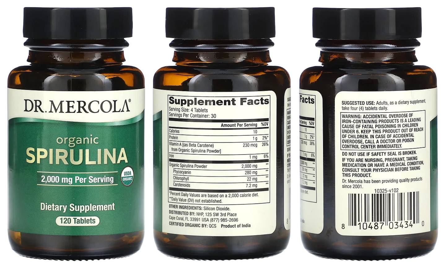 Dr. Mercola, Organic Spirulina packaging