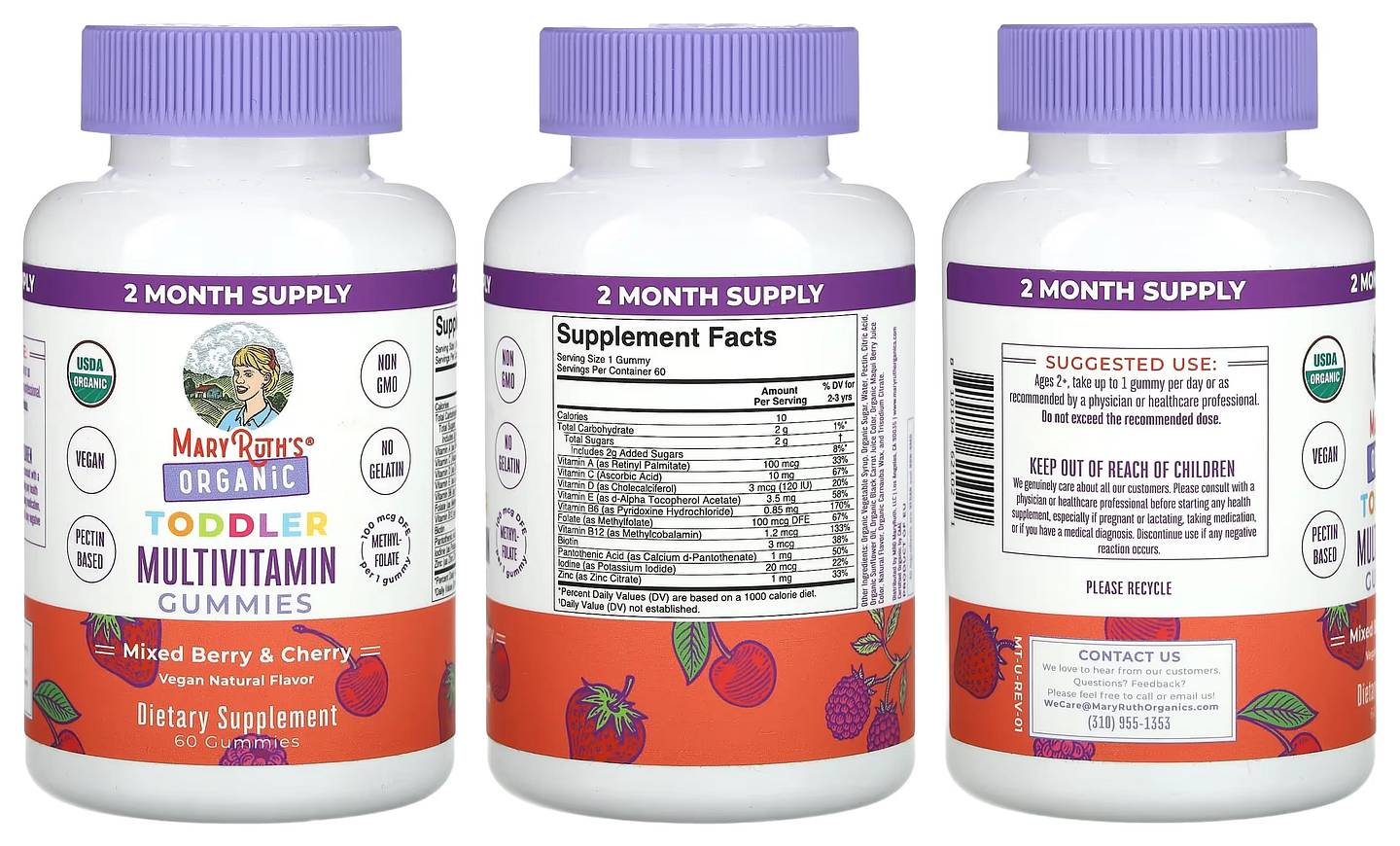 MaryRuth Organics, Organic Toddler Multivitamin Gummies packaging