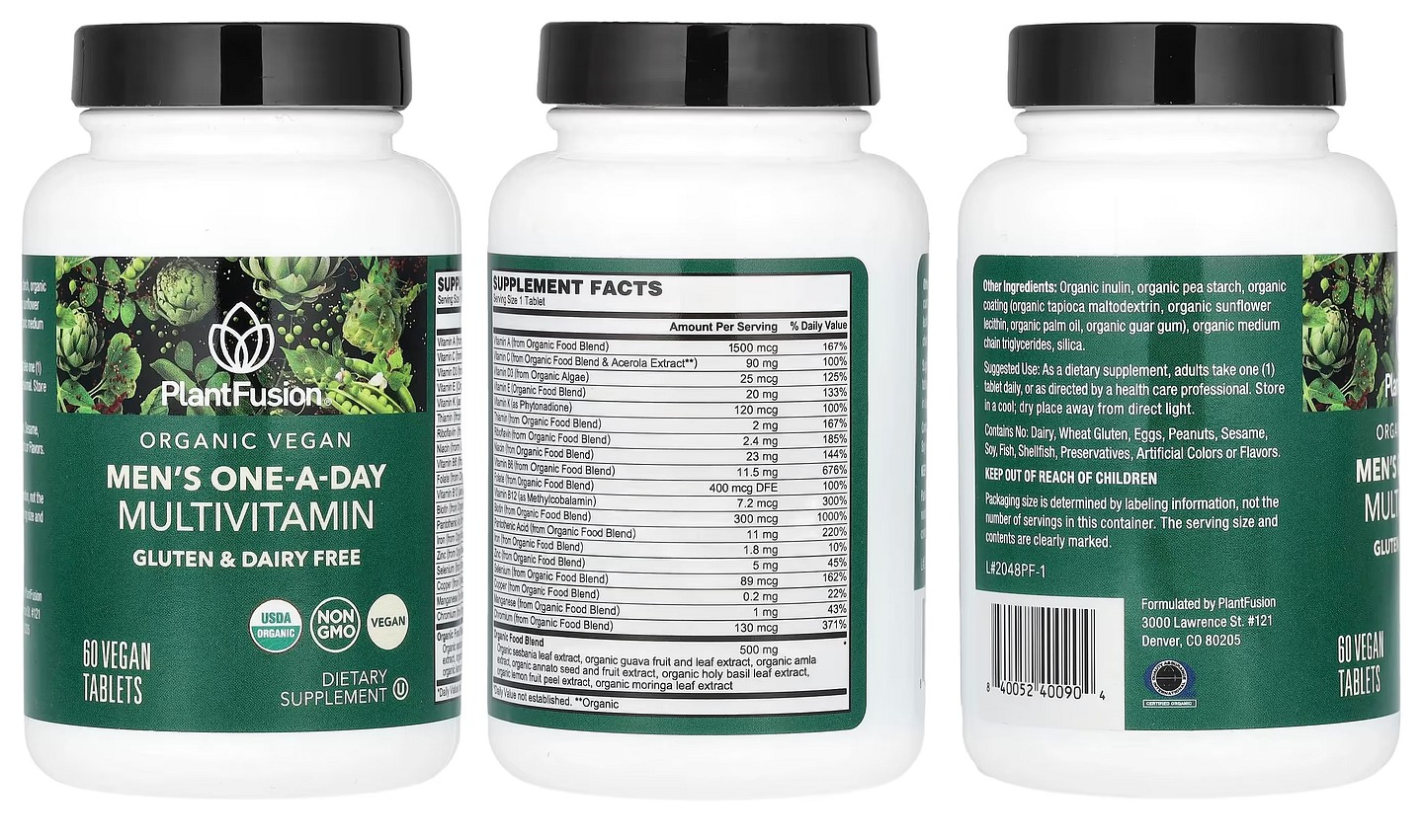PlantFusion, Organic Vegan Men's One-a-Day Multivitamin packaging