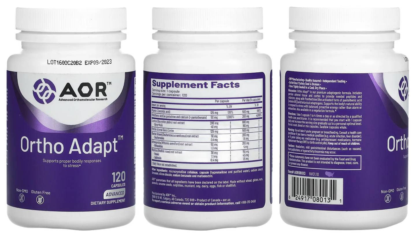 Advanced Orthomolecular Research AOR, Ortho Adapt packaging