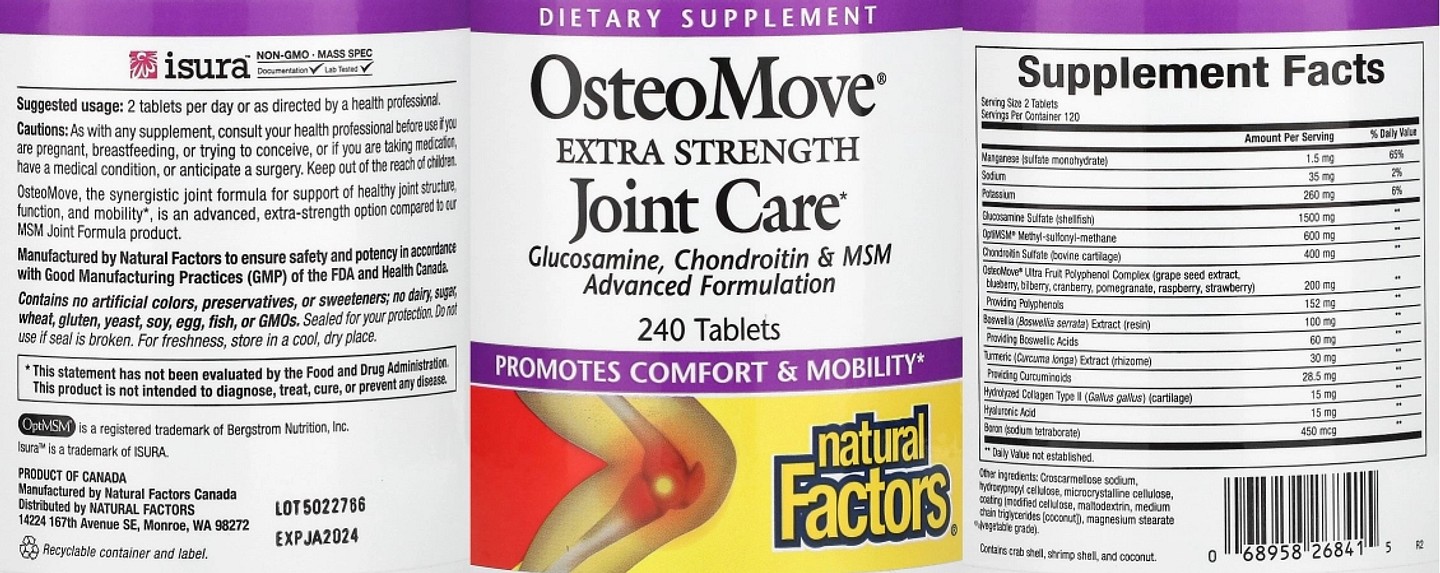 Natural Factors, OsteoMove label