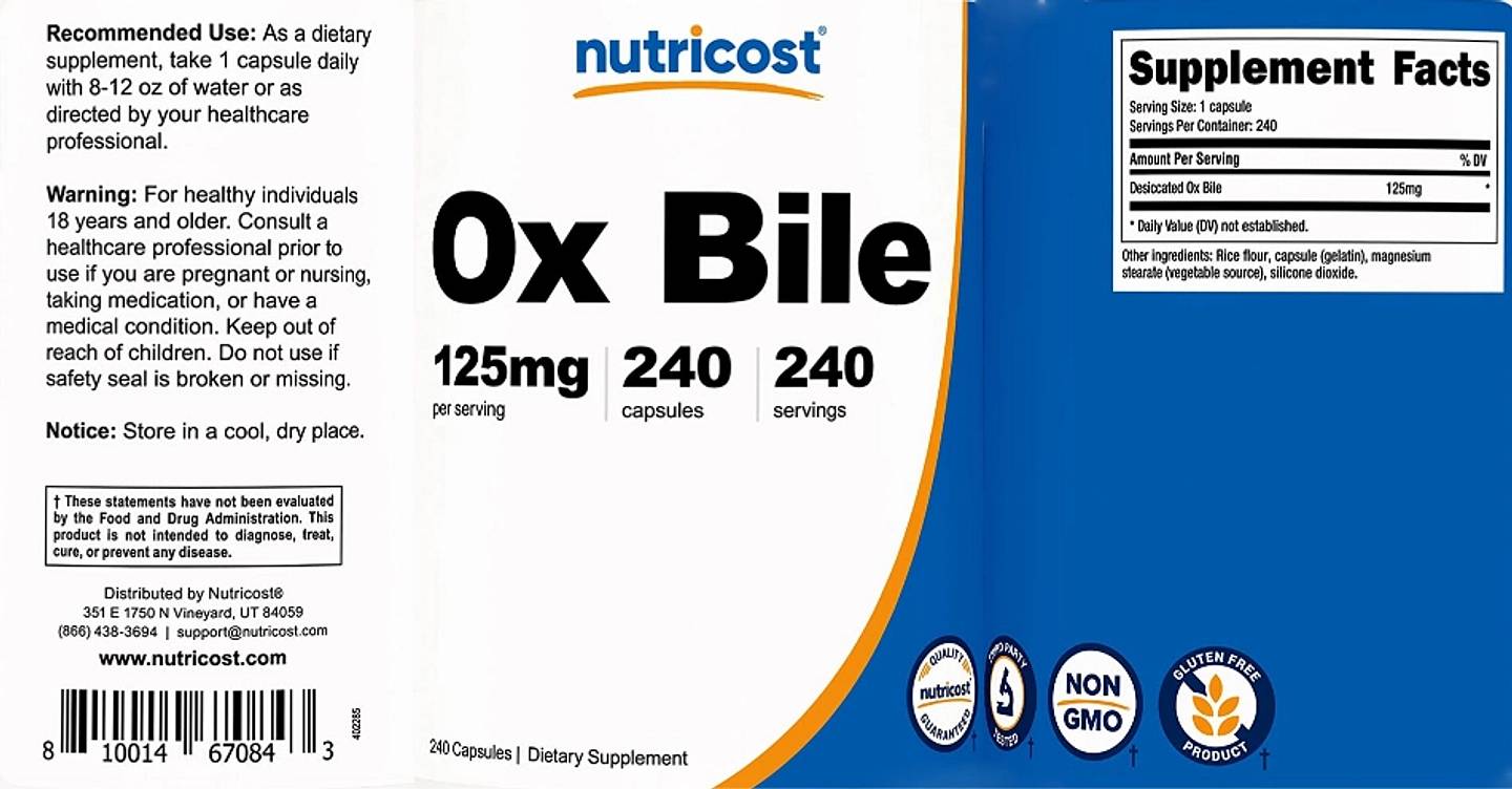 Nutricost, Ox Bile label