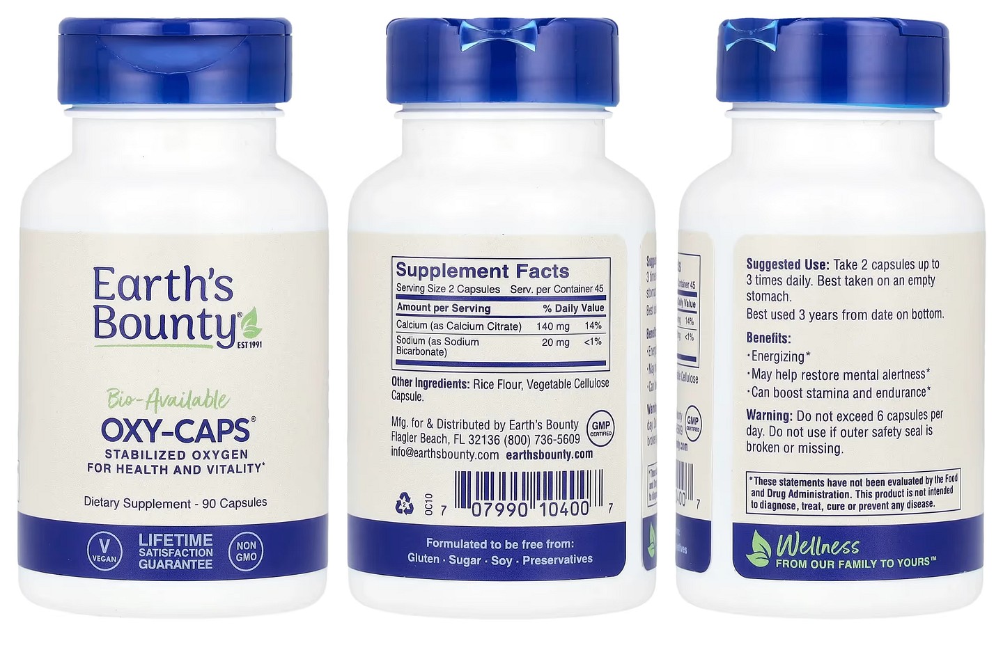 Earth's Bounty, Oxy-Caps packaging
