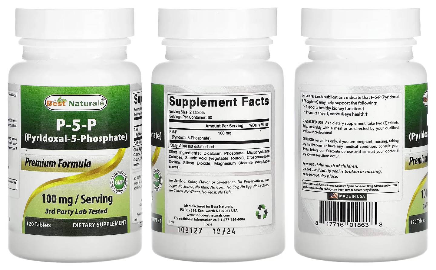 Best Naturals, P-5-P (Pyridoxal-5-Phosphate) packaging