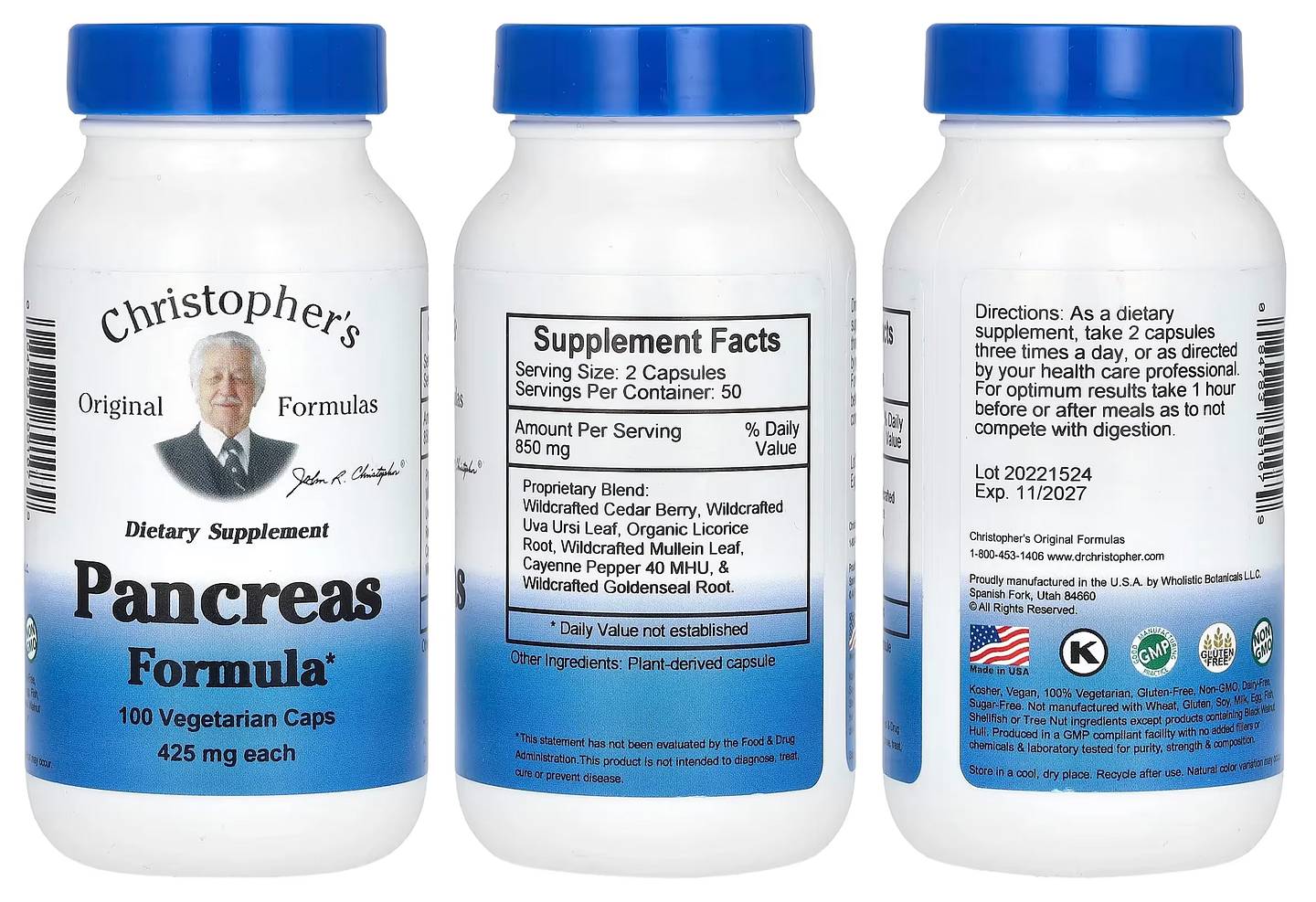 Dr. Christopher's, Pancreas Formula packaging