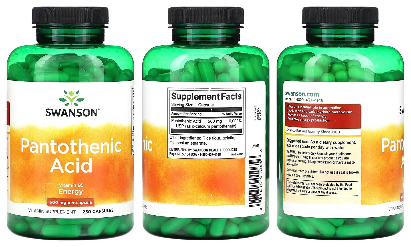 Swanson, Pantothenic Acid packaging