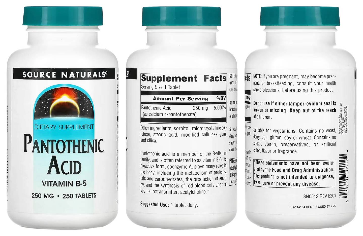 Source Naturals, Pantothenic Acid packaging