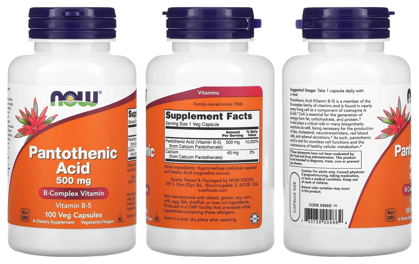 NOW Foods, Pantothenic Acid packaging