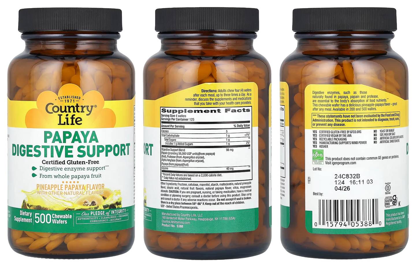 Country Life, Papaya Digestive Support packaging