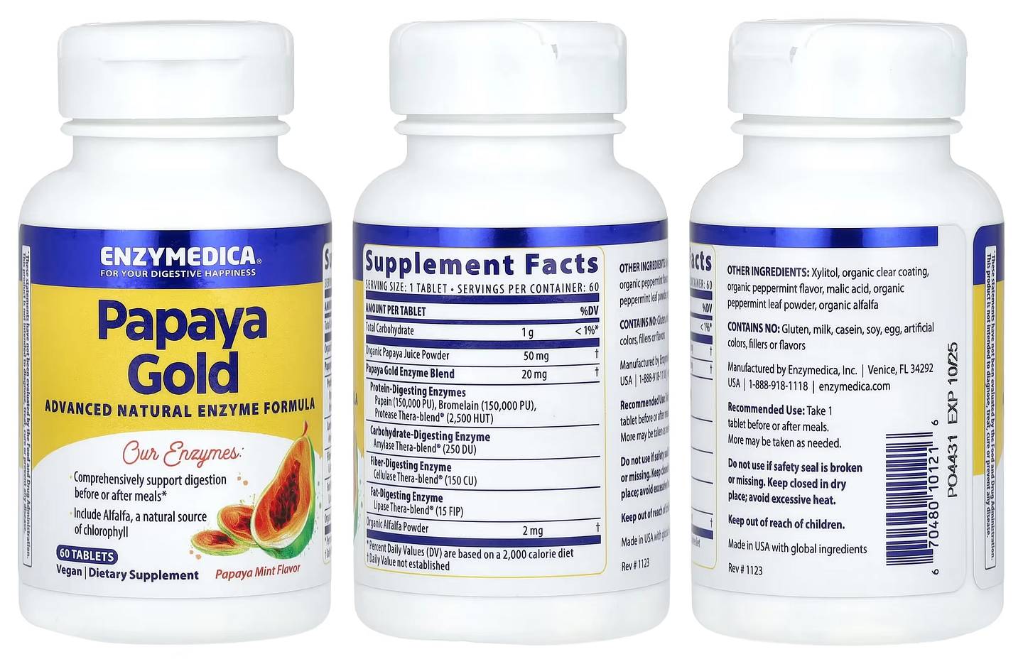 Enzymedica, Papaya Gold packaging