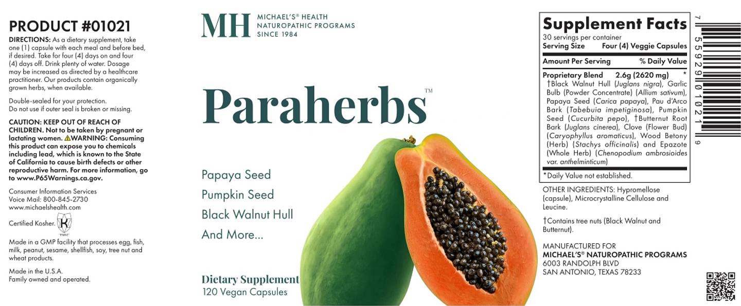 Michael's Naturopathic, Paraherbs label