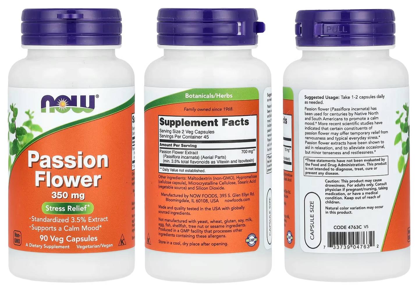 NOW Foods, Passion Flower packaging