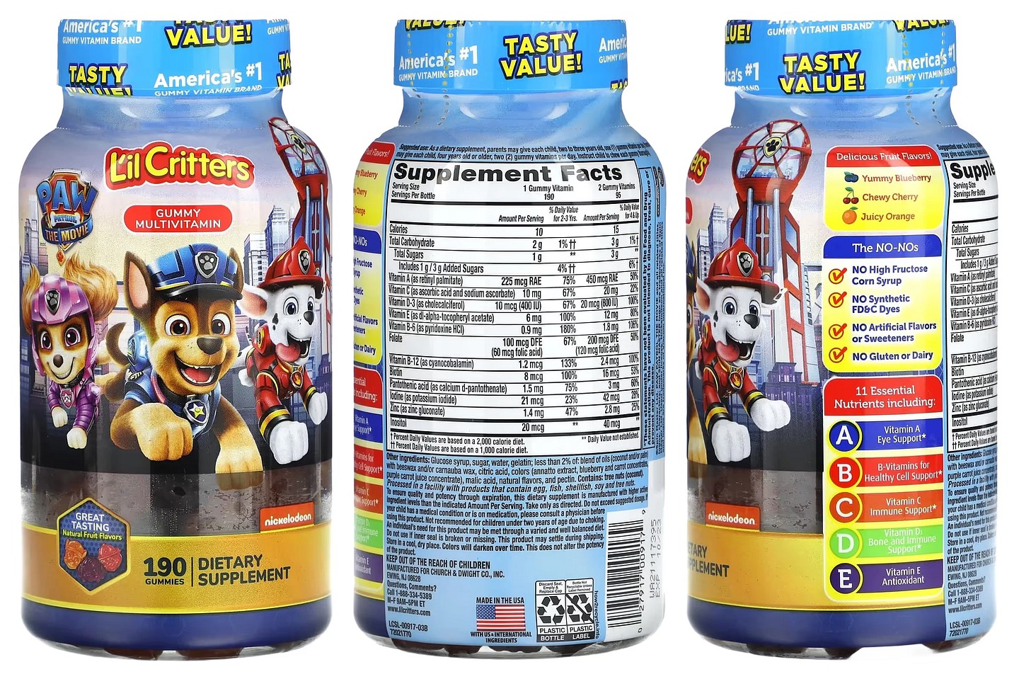 L'il Critters, Paw Patrol The Movie Gummy Multivitamin packaging