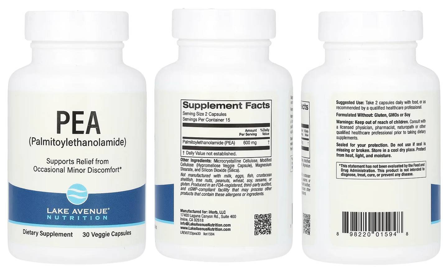 Lake Avenue Nutrition, PEA (Palmitoylethanolamide) packaging