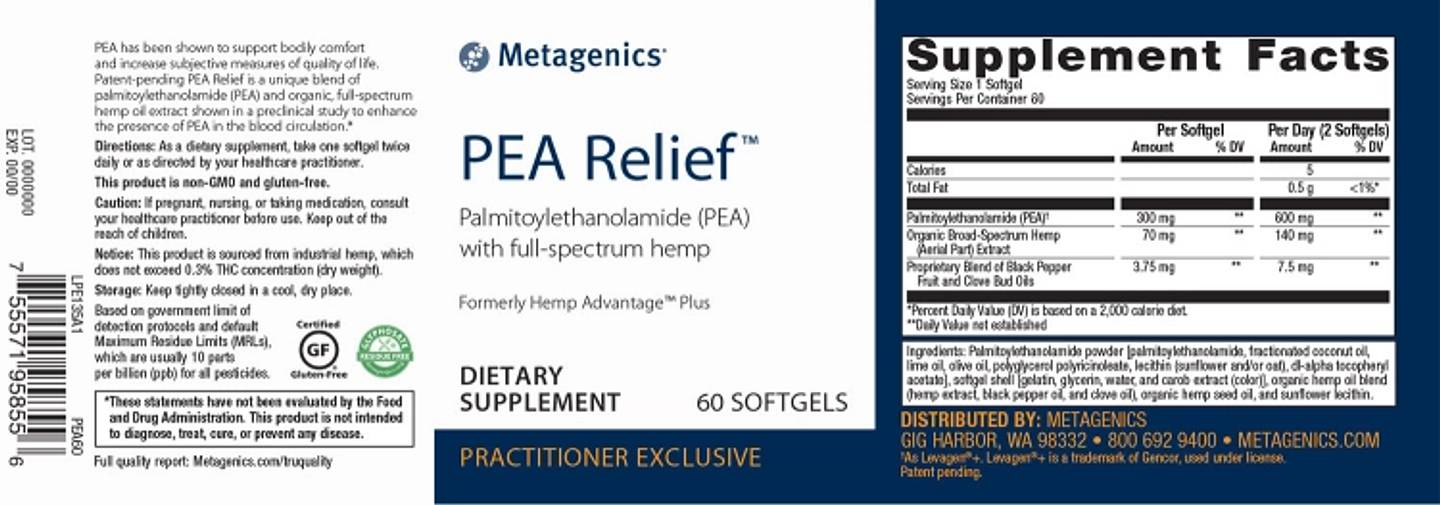 Metagenics, PEA Relief label