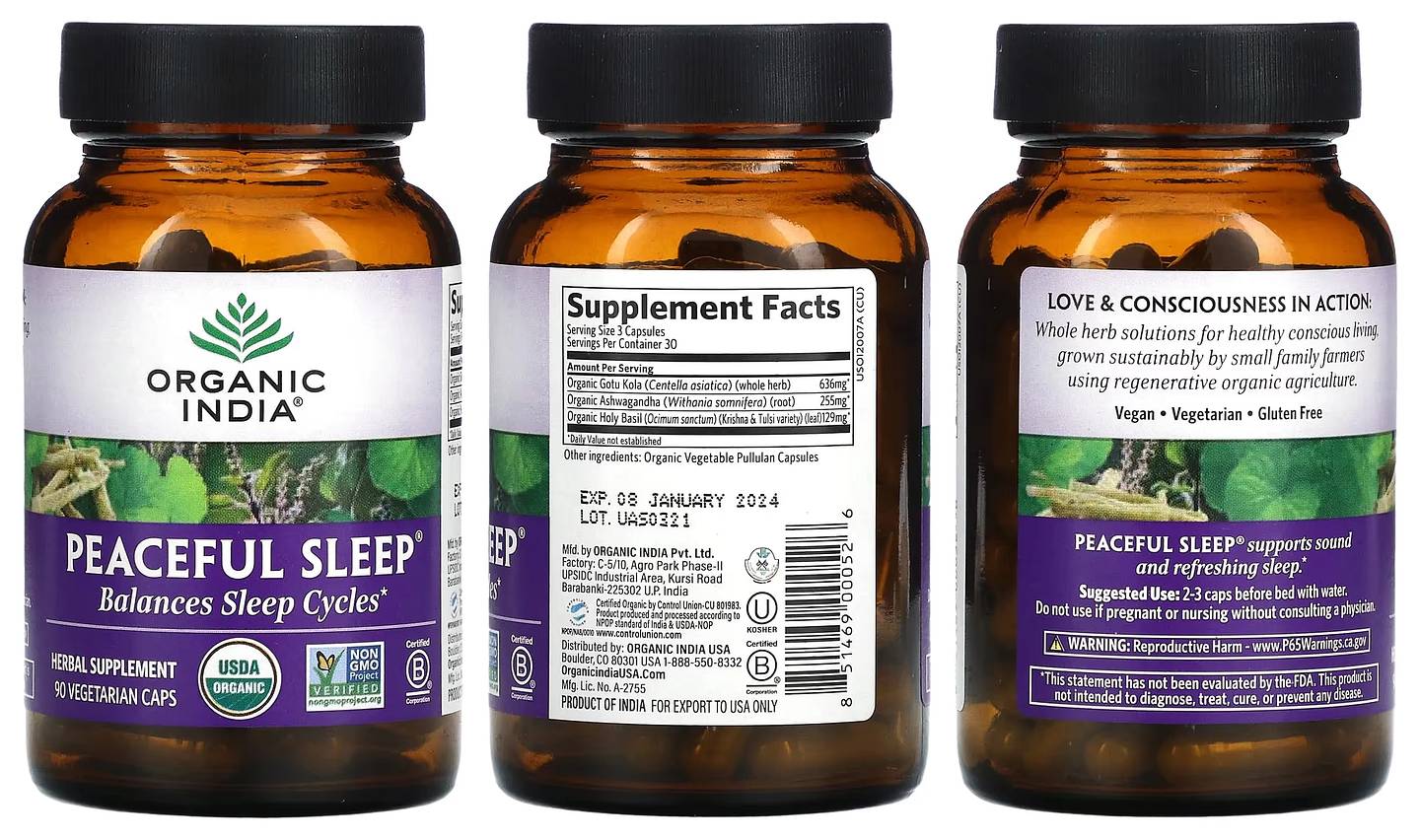 Organic India, Peaceful Sleep packaging