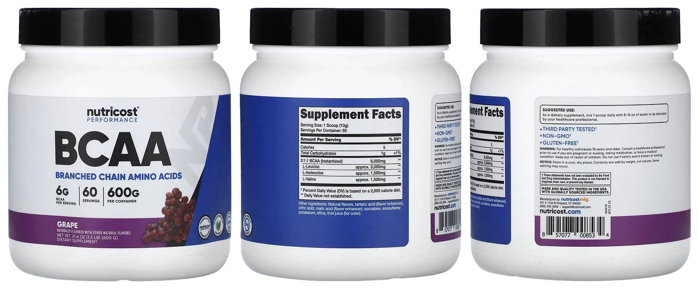 Nutricost, Performance BCAA packaging