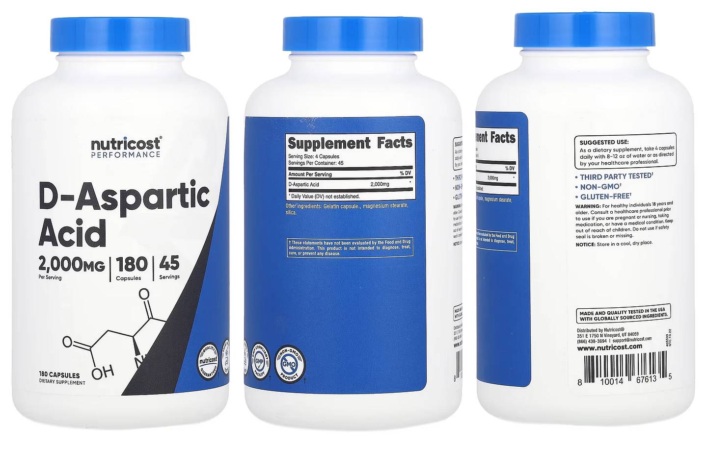 Nutricost, Performance, D-Aspartic Acid packaging