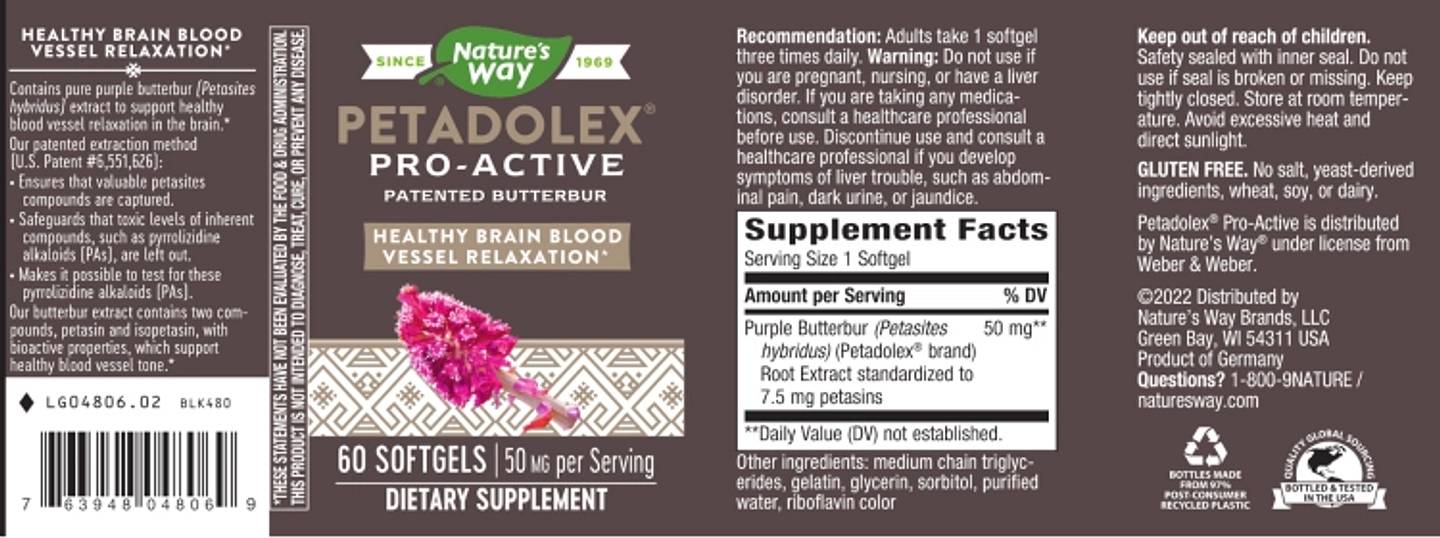 Nature's Way, PETADOLEX label