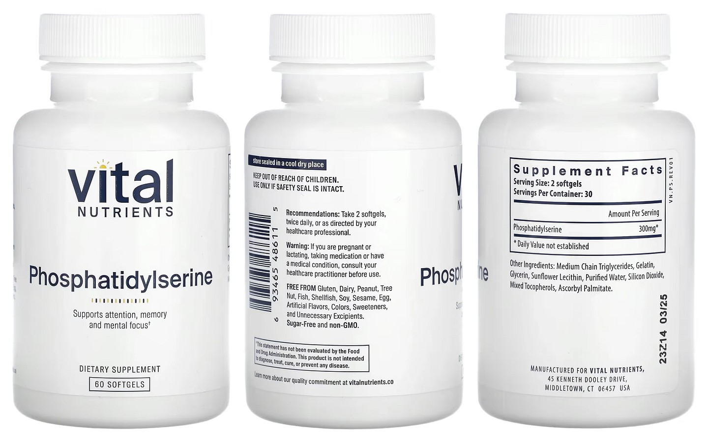 Vital Nutrients, Phosphatidylserine packaging