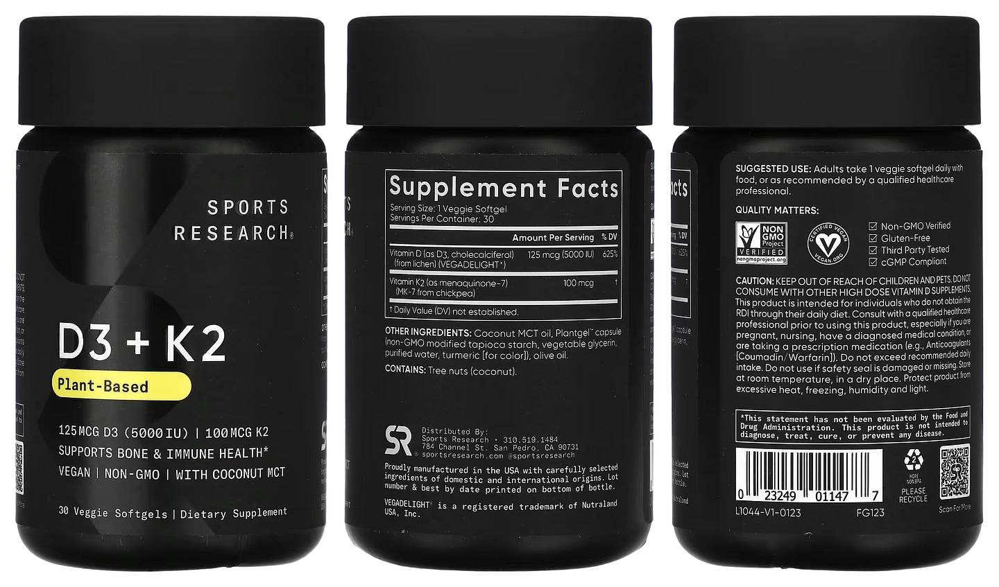 Sports Research, Plant Based D3 + K2 packaging