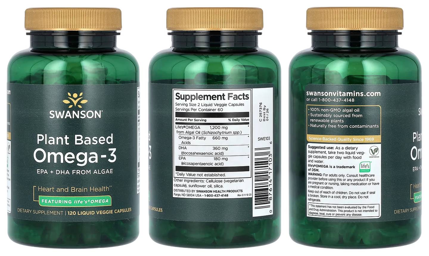 Swanson, Plant Based Omega-3 packaging