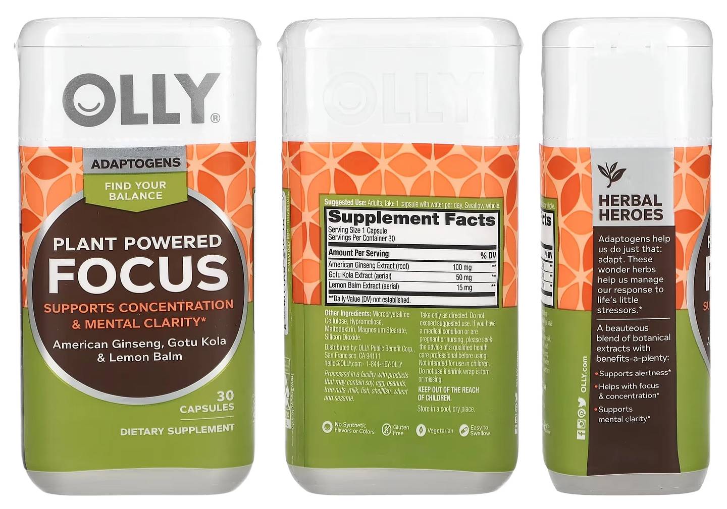 OLLY, Plant Powered Focus packaging