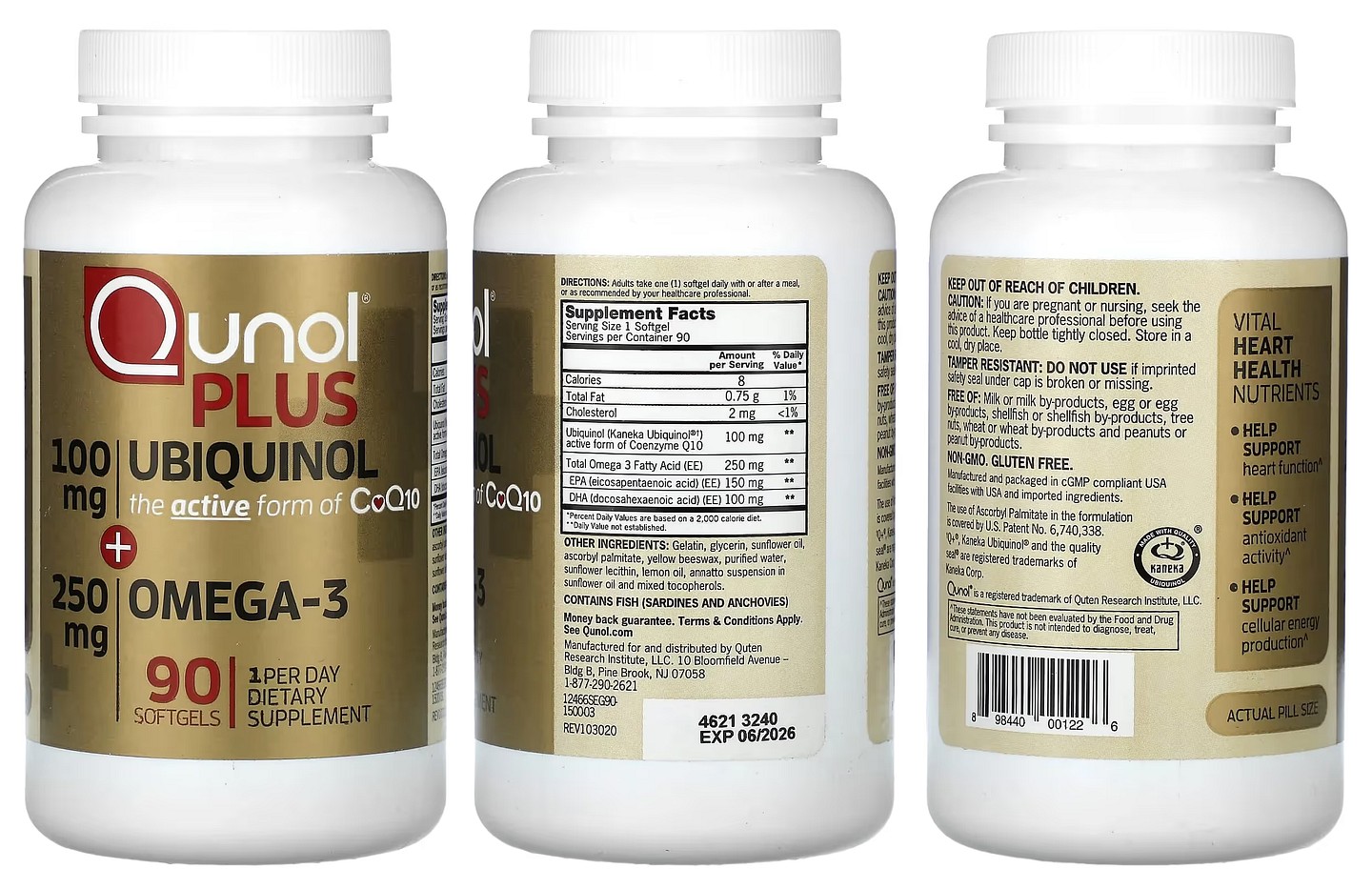 Qunol, Plus Ubiquinol + Omega-3 packaging