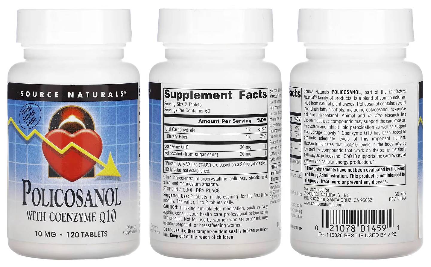 Source Naturals, Policosanol with Coenzyme Q10 packaging