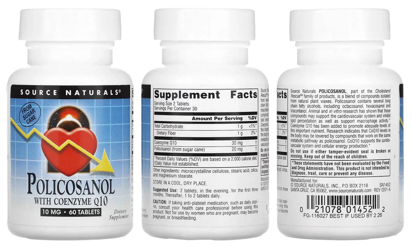 Source Naturals, Policosanol with Coenzyme Q10 packaging