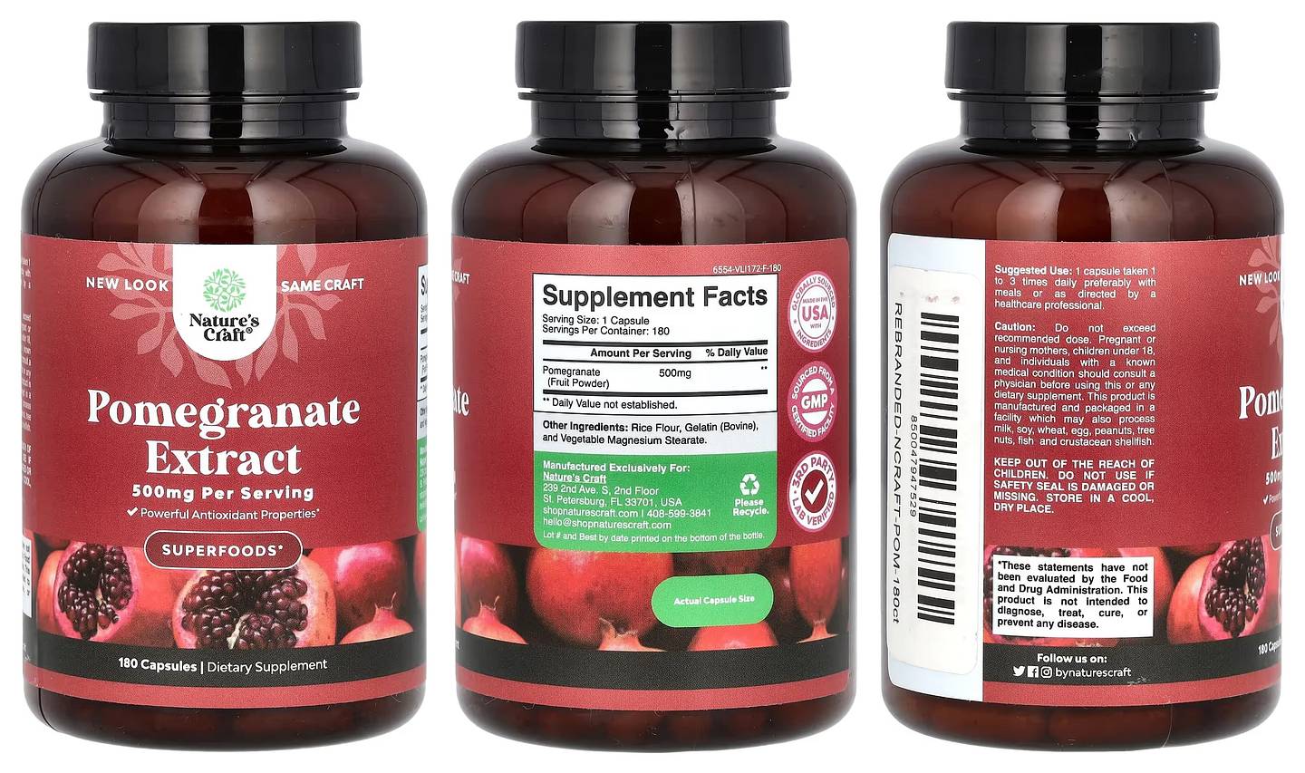 Nature's Craft, Pomegranate Extract packaging