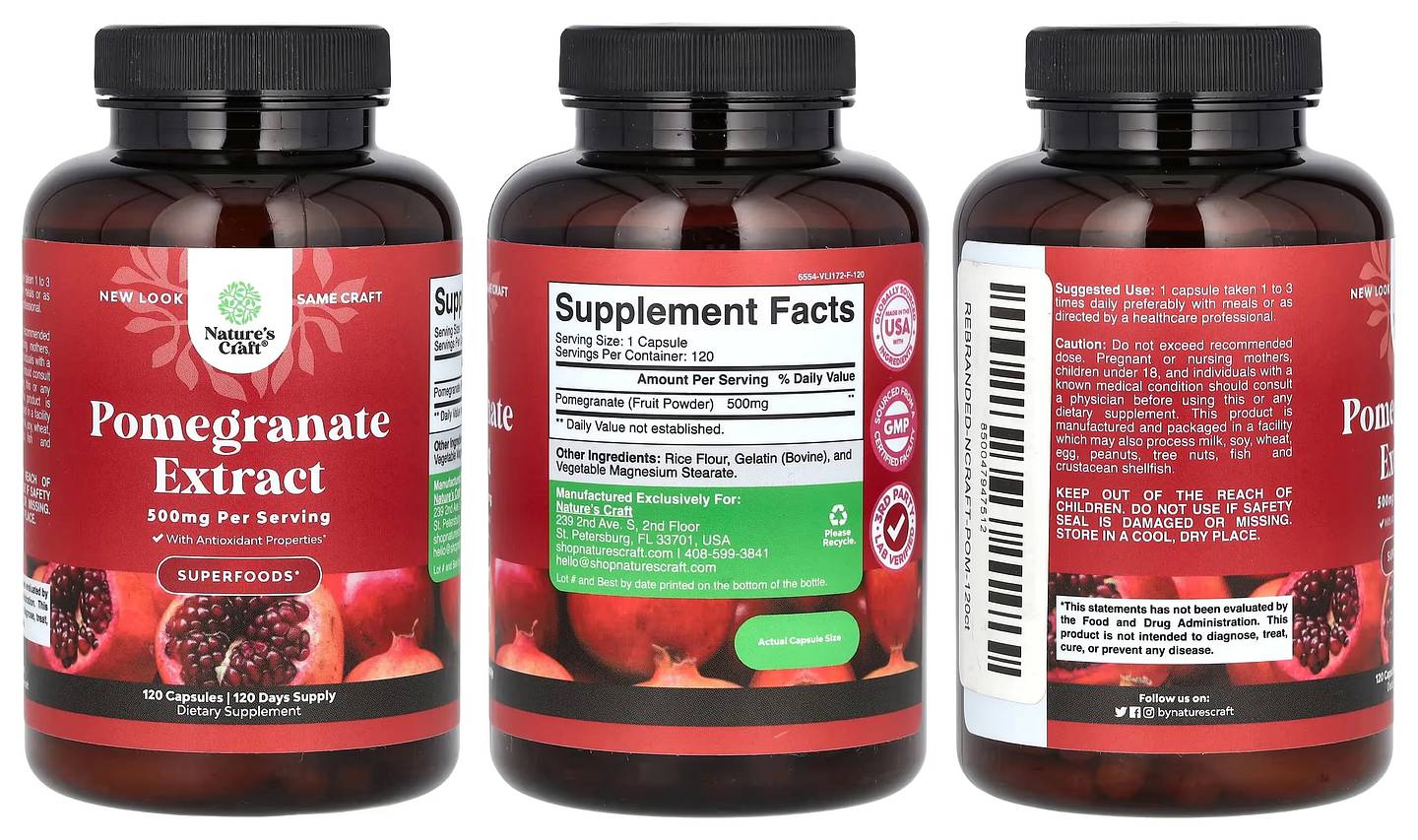 Nature's Craft, Pomegranate Extract packaging